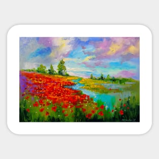 Flowers by the lake Sticker